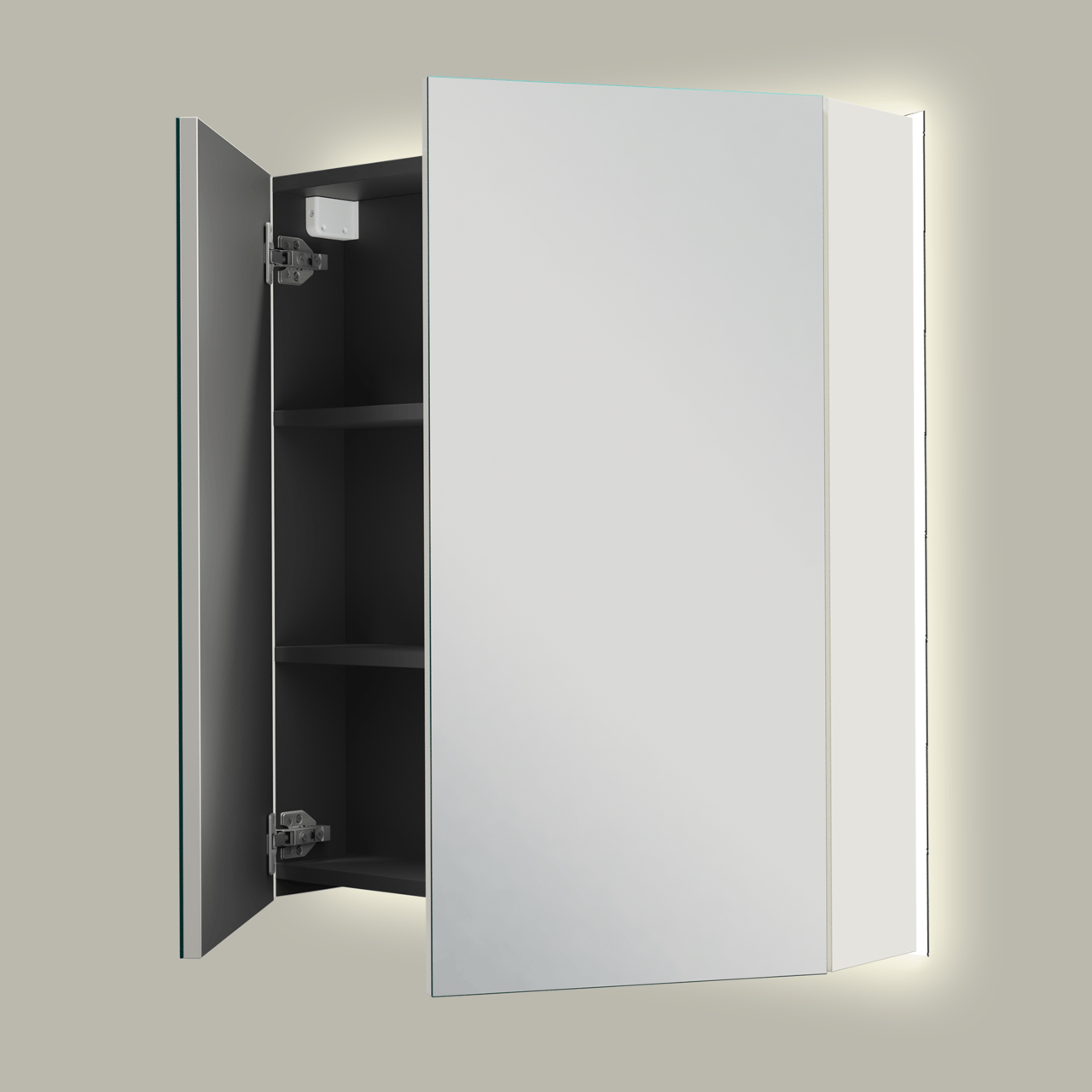 Linie Montro spiegelkast 70 x 75 cm hoogglans wit met spiegelverlichting