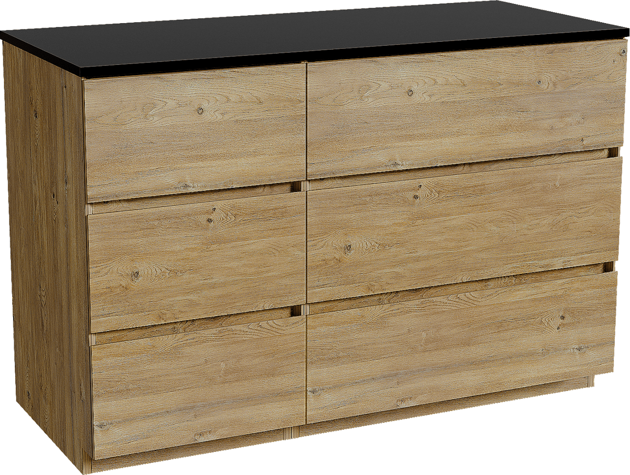 Storke Edge freistehendes Möbelstück Set: 120 x 52 cm, Rohe Eiche, mit Panton Einzel- oder Doppel Waschtischplatte, Pulverbeschichtetes MDF Schwarz matt