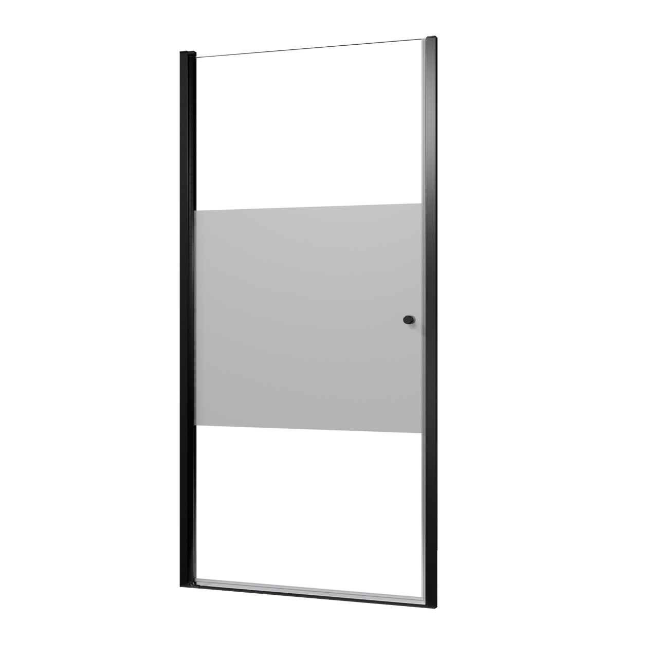 Luca Varess Kuresa porte pivotante 100 x 200 cm verre transparent avec bande matte profil noir mat