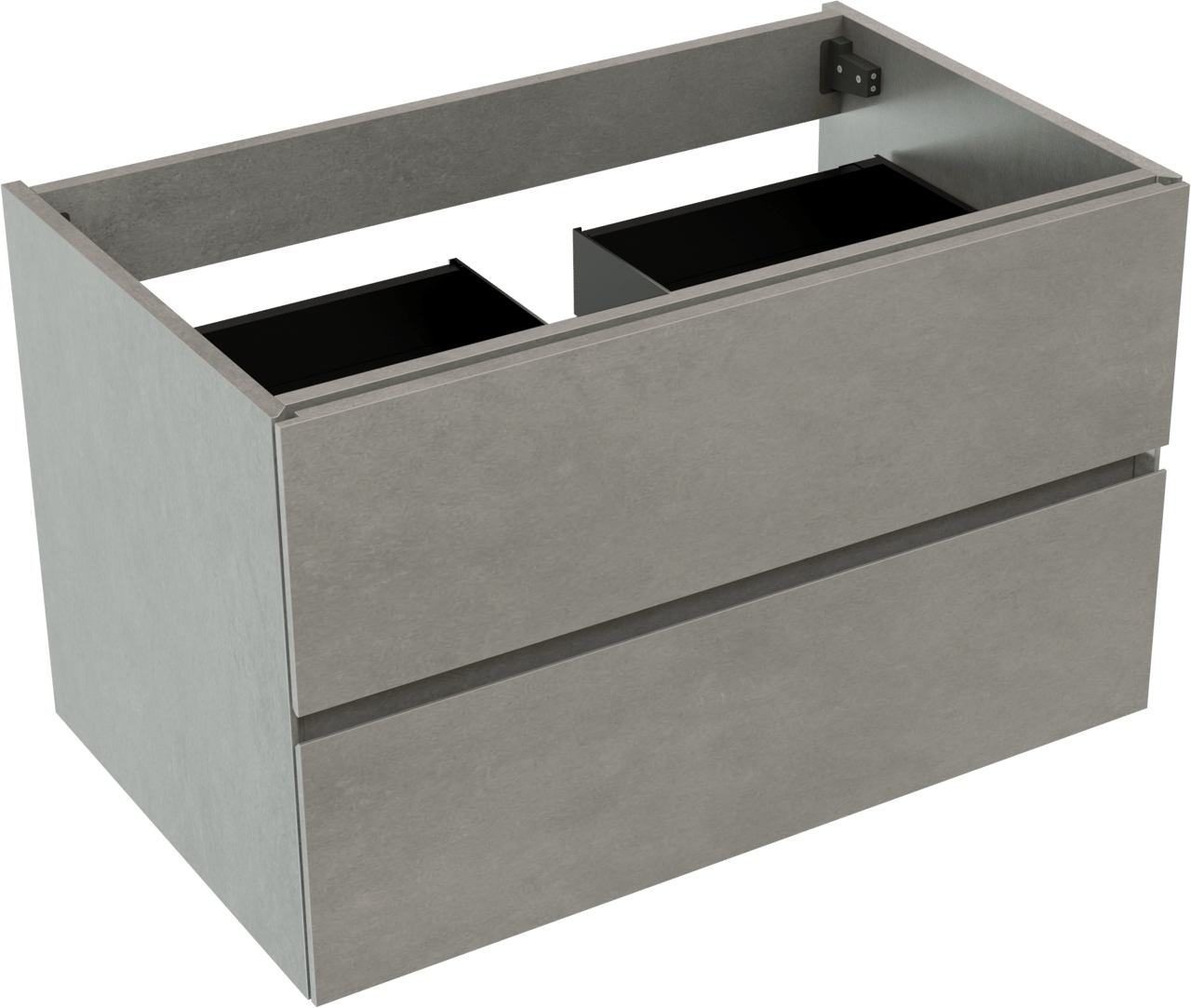 Storke Edge hängender Waschbeckenunterschrank: 85 x 52 cm, Beton dunkelgrau, 2 Schubladen