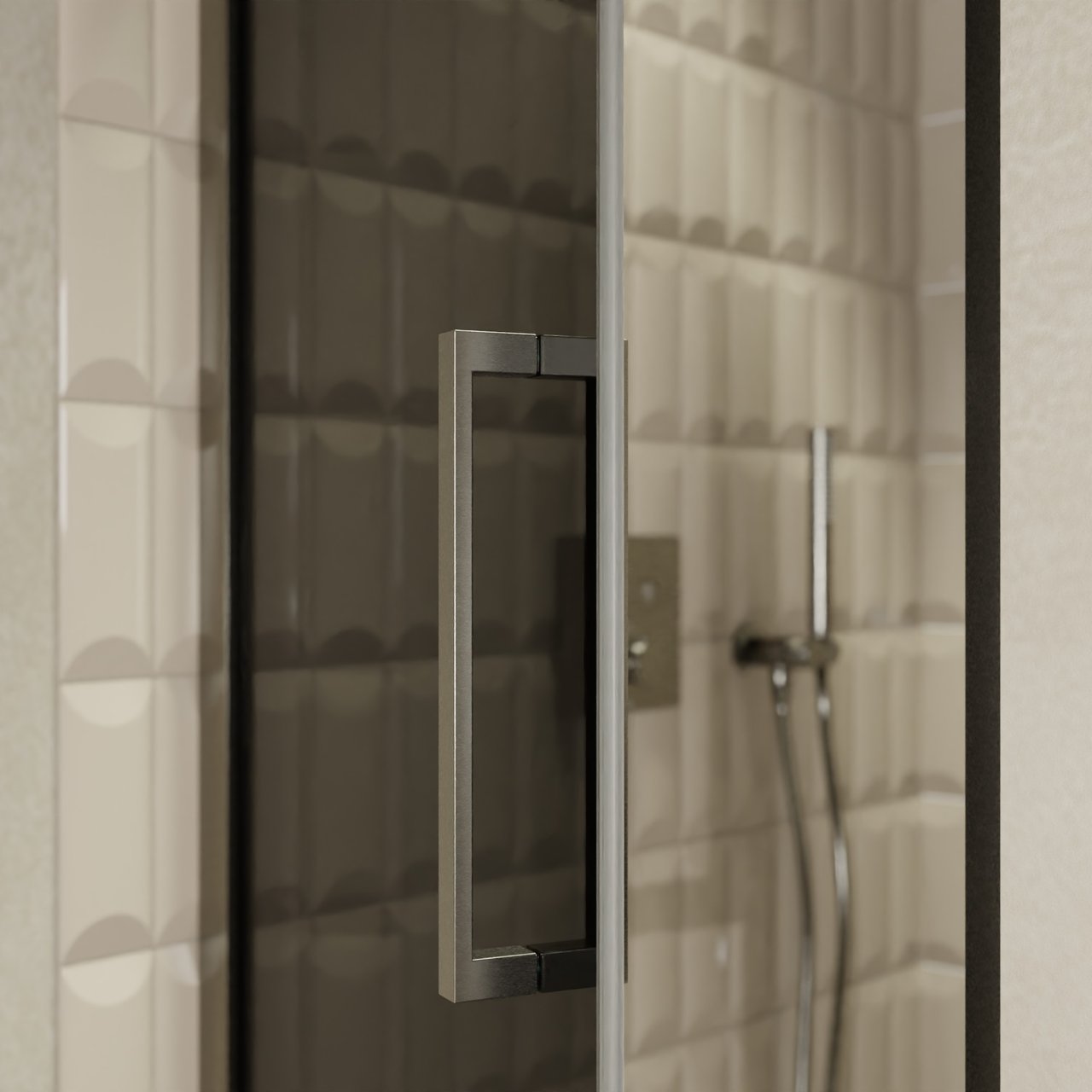Balmani Senses Design douche draaideur links 90 cm x 210 cm Rookglas, Brushed GunMetal profielen, met coating