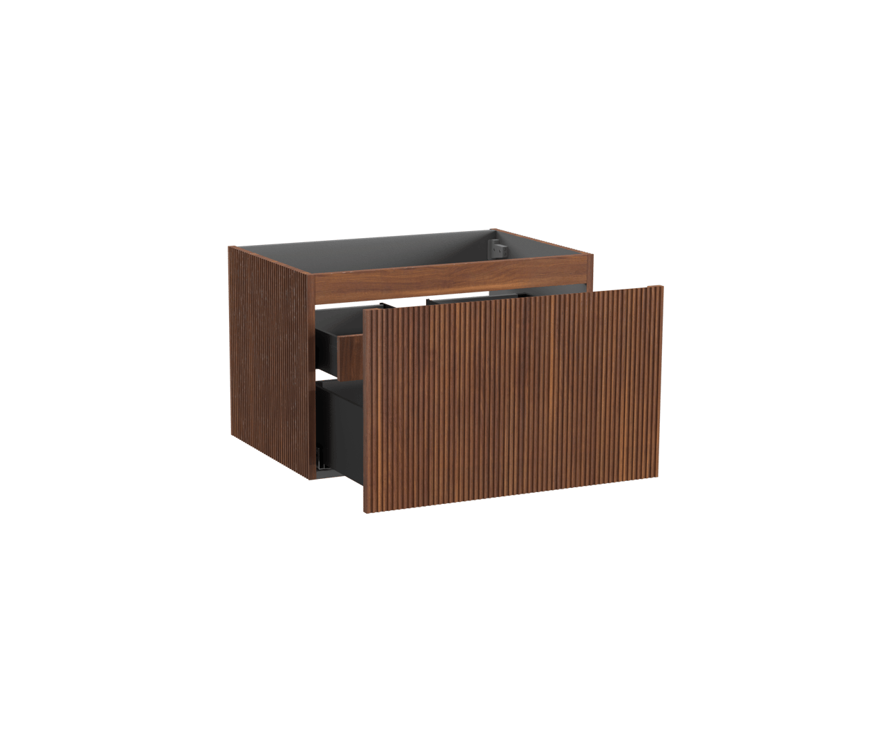 Storke Ribs meuble sous-lavabo suspendu 75 x 52 cm noyer 2 tiroirs