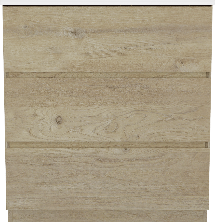 Storke Edge freistehendes Möbelstück Set: 80 x 46 cm, Rohe Eiche, mit Bilia Einzelwaschtisch, Marmorkomposit Weiß glänzend