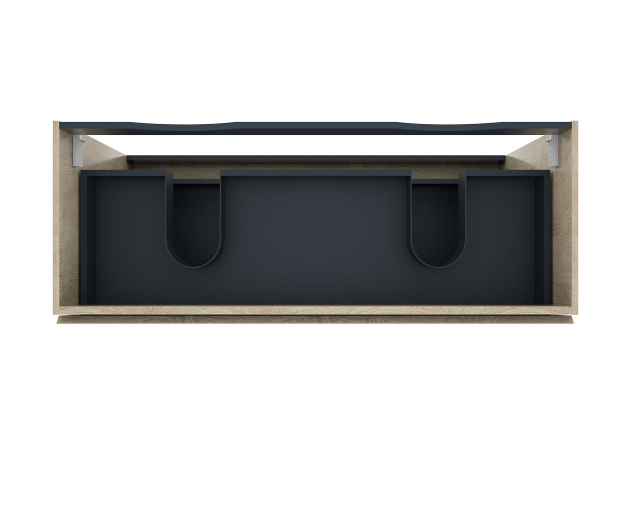 Linie Lado meuble sous-vasque a poser 120 x 46 cm chêne blanc 3 tiroirs 2 découpés de siphon