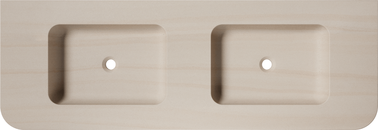 Balmani Moon double vasque Travertin Beige Terrazzo 160 x 55 cm