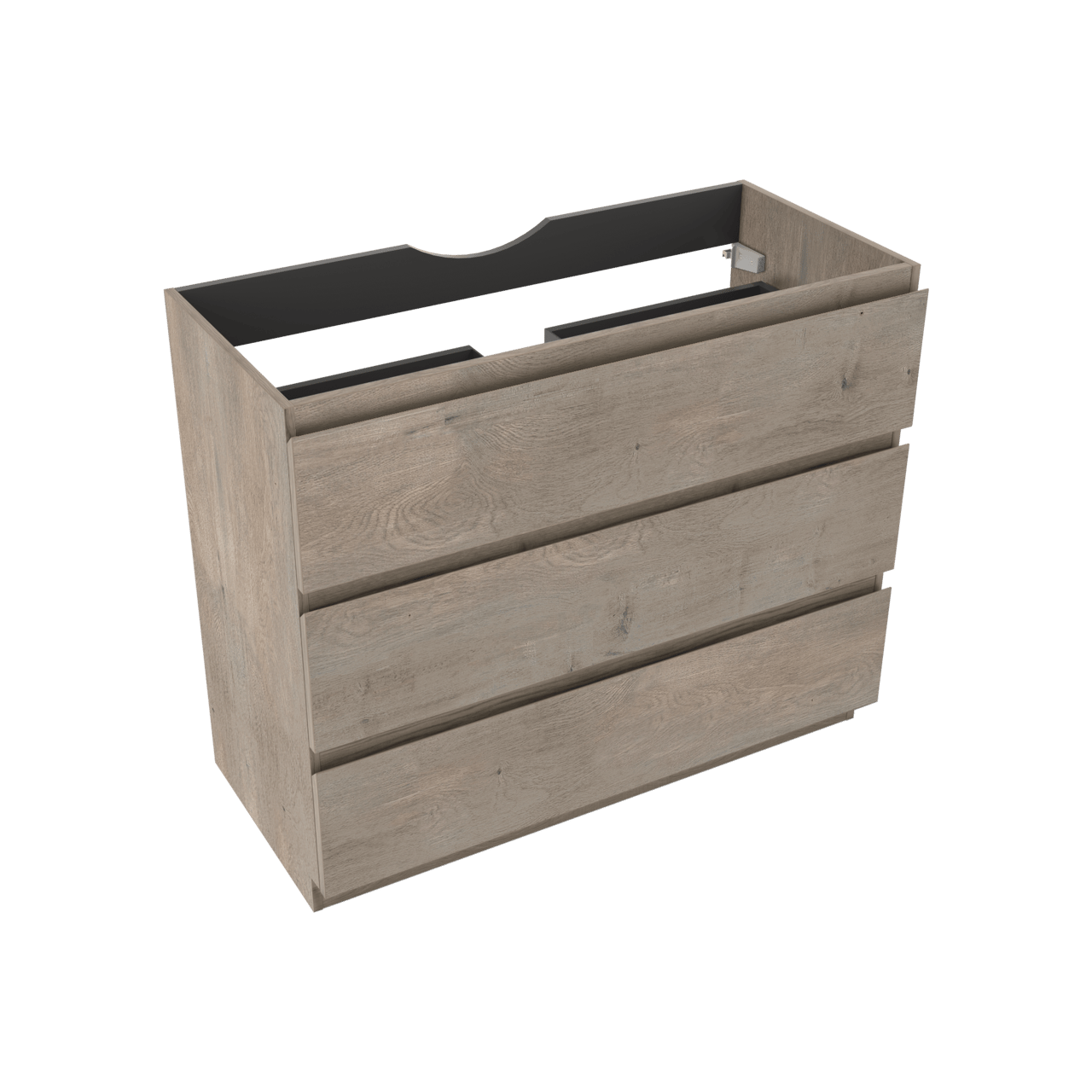 Linie Lado meuble sous-vasque a poser 100 x 46 cm chêne gris 3 tiroirs