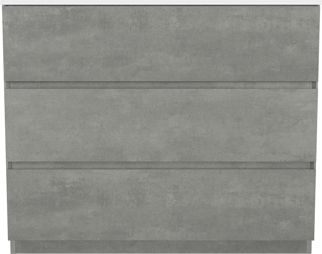 Storke Edge freistehendes Möbelstück Set: 105 x 52 cm, Beton dunkelgrau, mit Bilia Einzelwaschtisch, Marmorkomposit Weiß glänzend