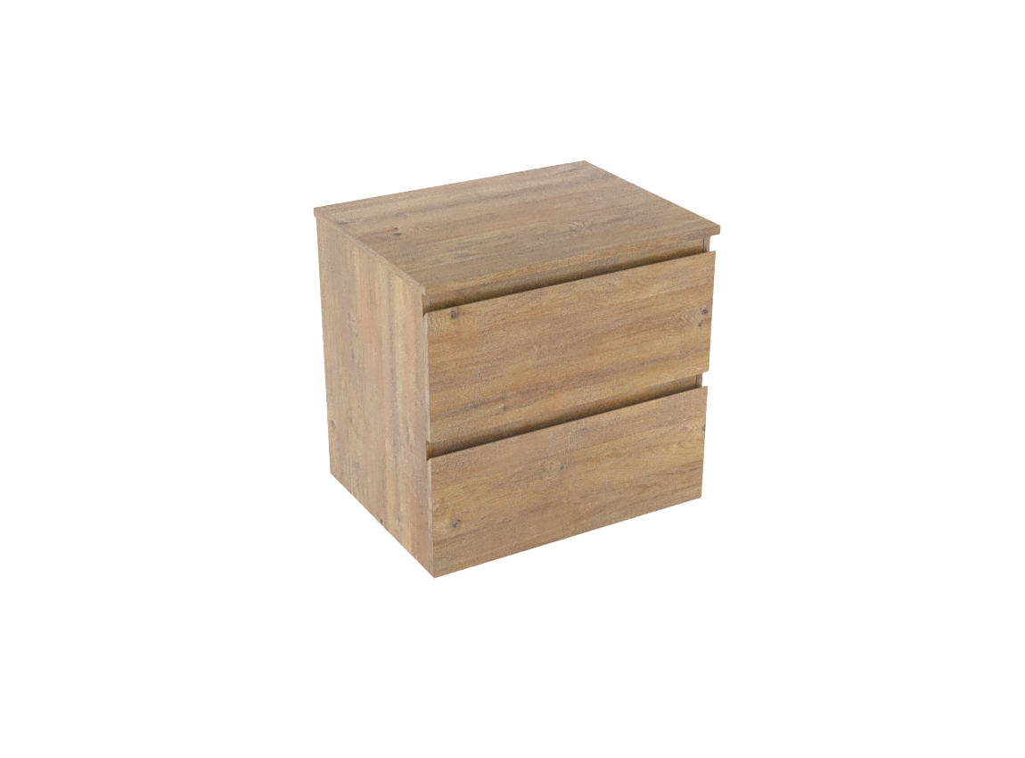 Linie Lado hängendes Möbelstück Set: 60 x 46 cm, Naturbelassene Eiche, mit Lado Einzel Waschtischplatte, Melamin Naturbelassene Eiche