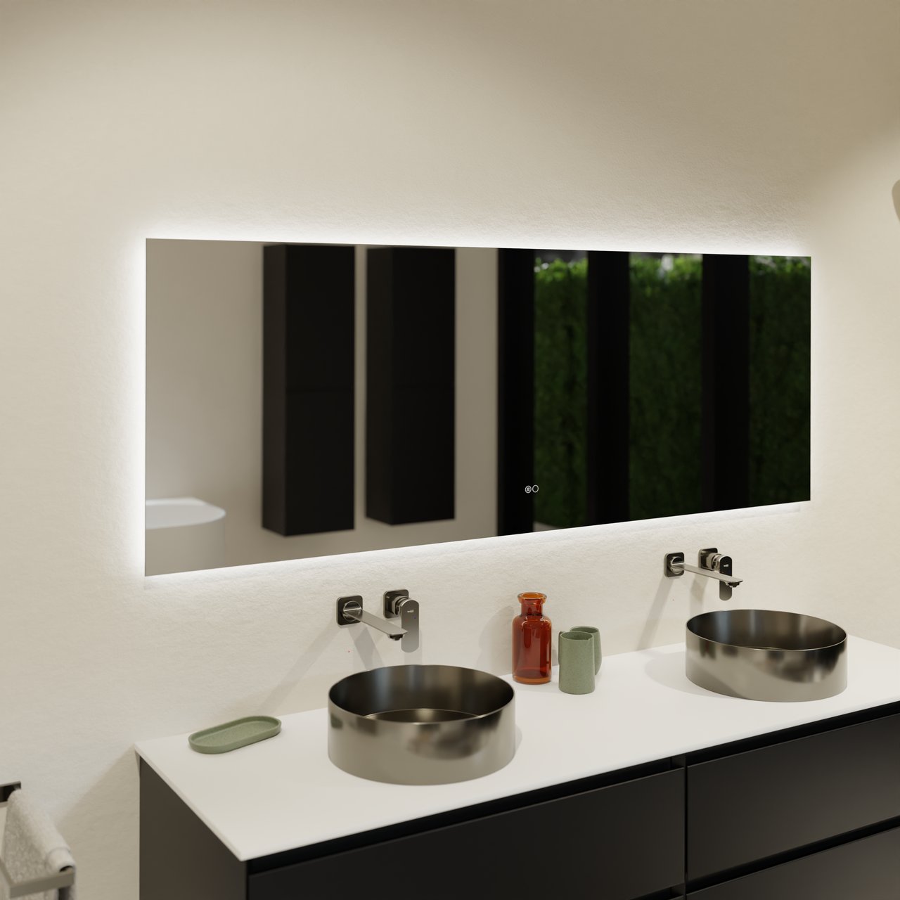 Balmani Giro Touch rechthoekig badkamerspiegel 180 x 65 cm met spiegelverlichting en anti-damp