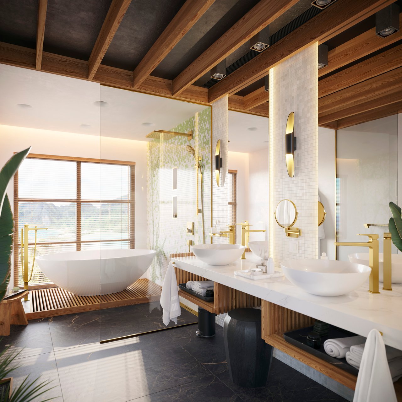 Hansgrohe AddStoris Kosmetikspiegel mit Vergrößerung Polished Gold Optic