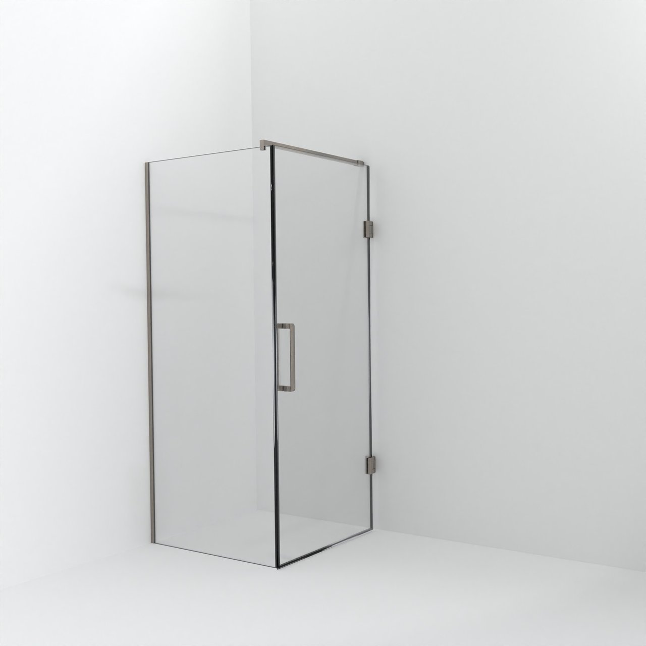 Balmani Modular Walk-In Dusche mit Tür: 90 x 200 cm mit Tür 90 cm, Klarglas inklusive Coating, Profil Brushed CoolMetal