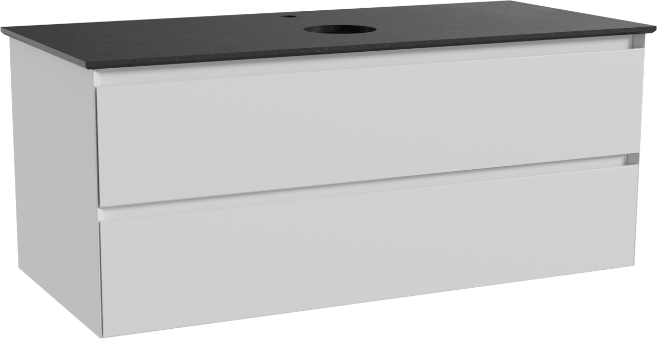 Balmani Mitra meuble salle de bains suspendu 120 x 55 cm blanc mat avec Facetta tablette simple en granit noir