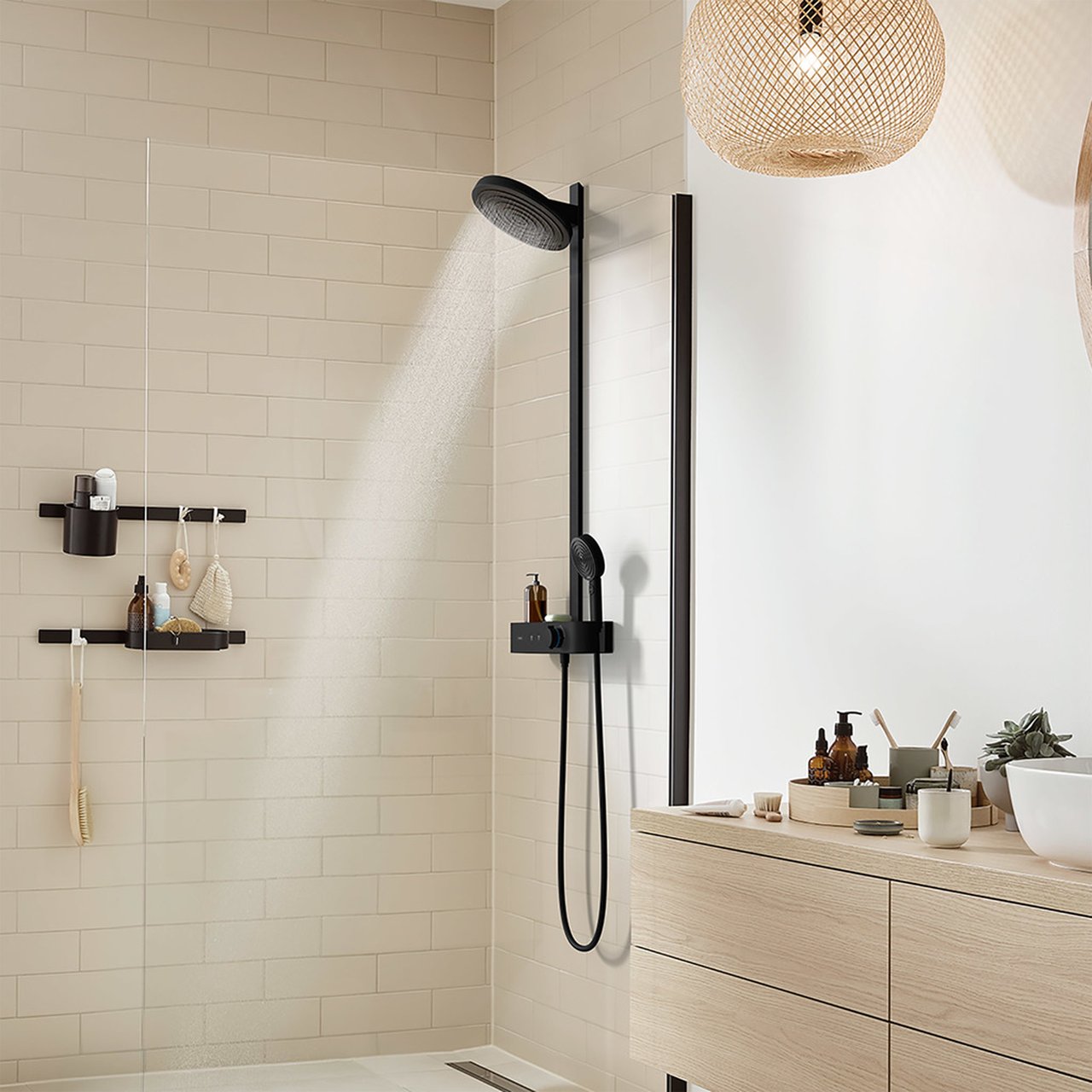 Hansgrohe Pulsify opbouw regendoucheset thermostatische kraan Mat Zwart