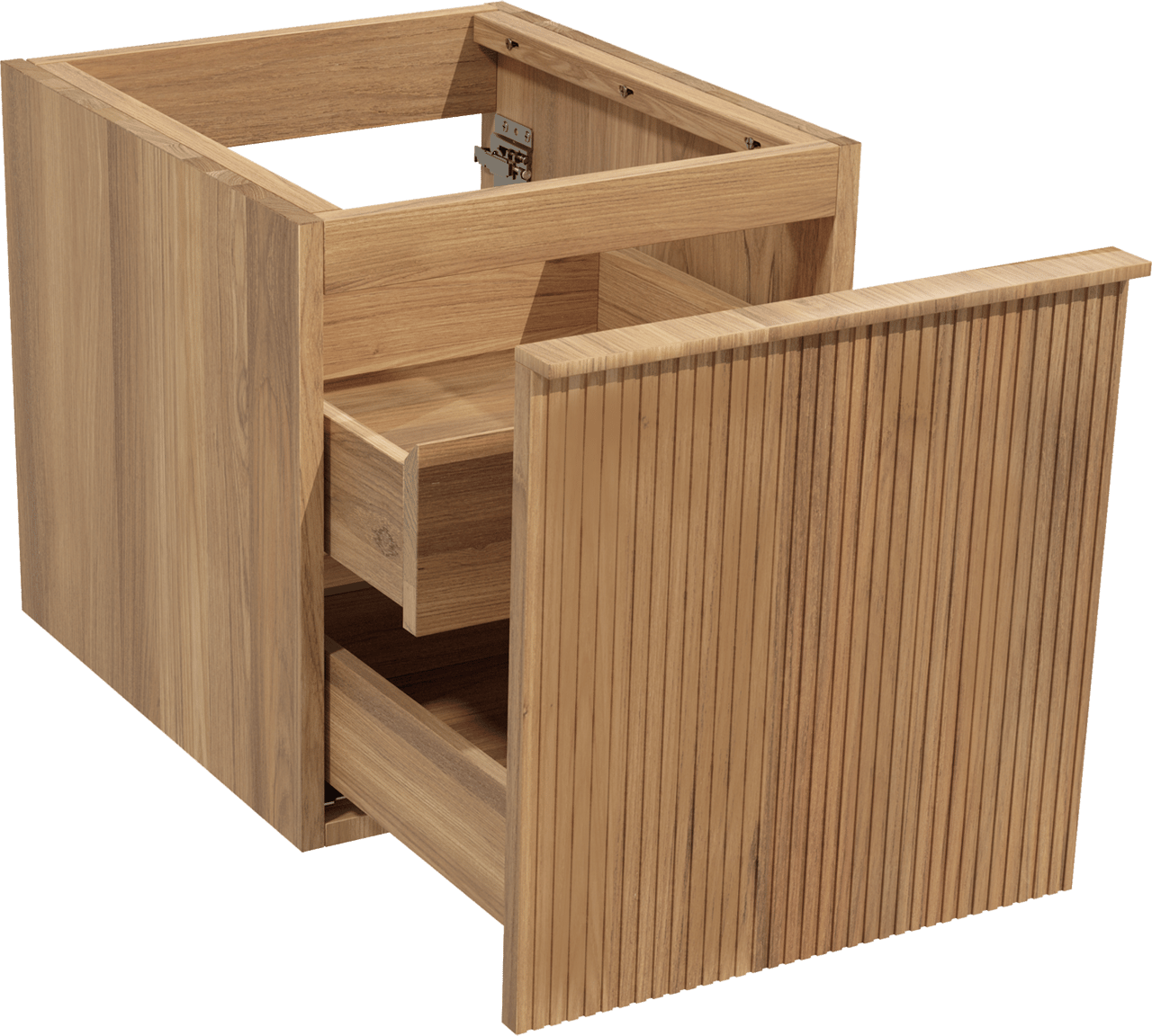 Balmani Forma zwevende wastafelonderkast 45 x 55 cm teak 2 lades vert. sym. groef