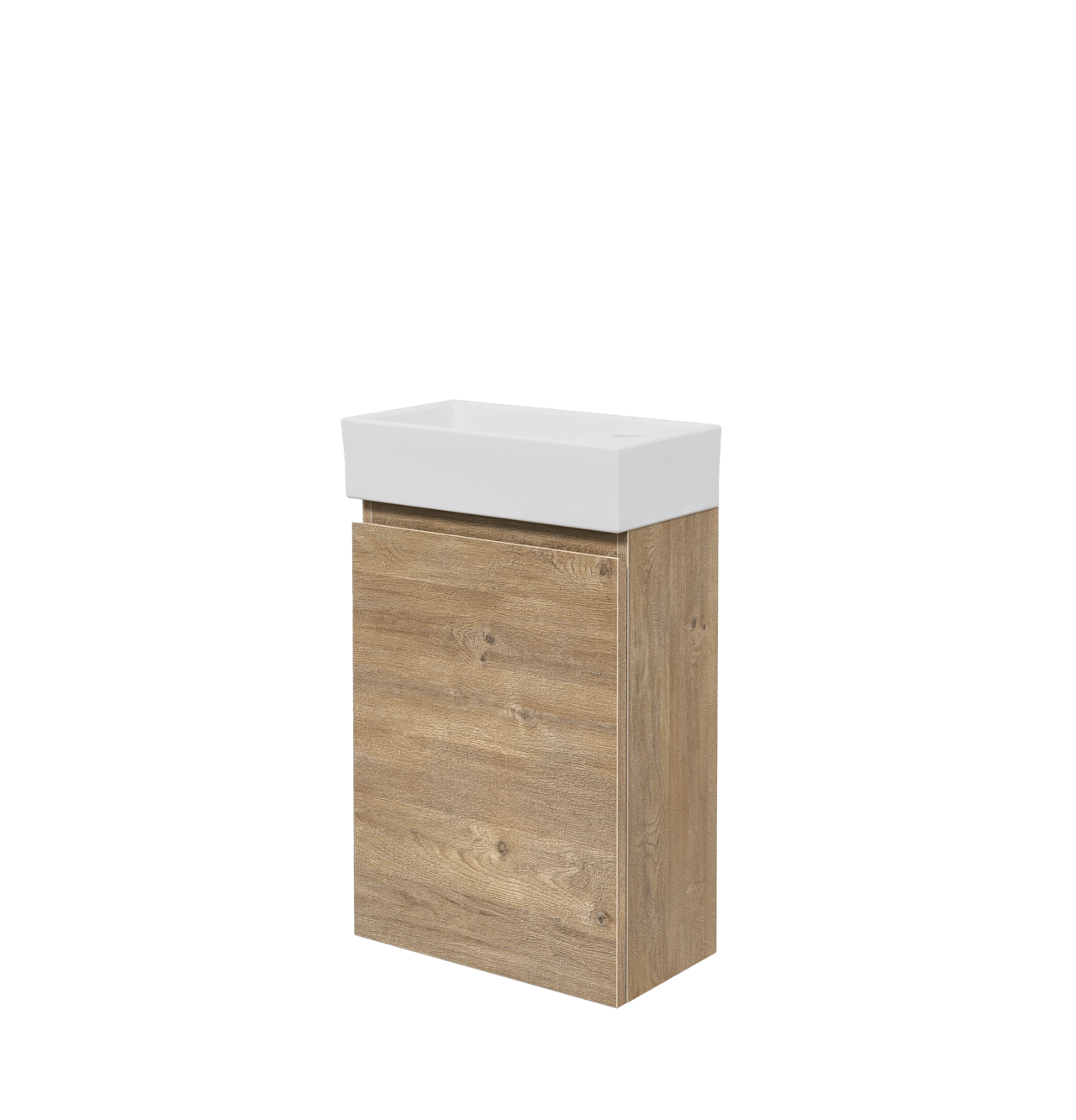 Linie Lado meuble wc suspendu 40 x 22 cm chêne naturel avec Baro lavabo en céramique blanc brillant