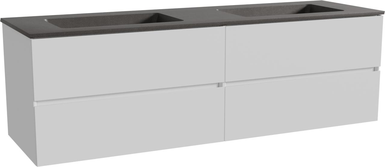 Storke Edge meuble salle de bains suspendu 170 x 52 cm blanc mat avec Scuro double vasque en quartz noir mat