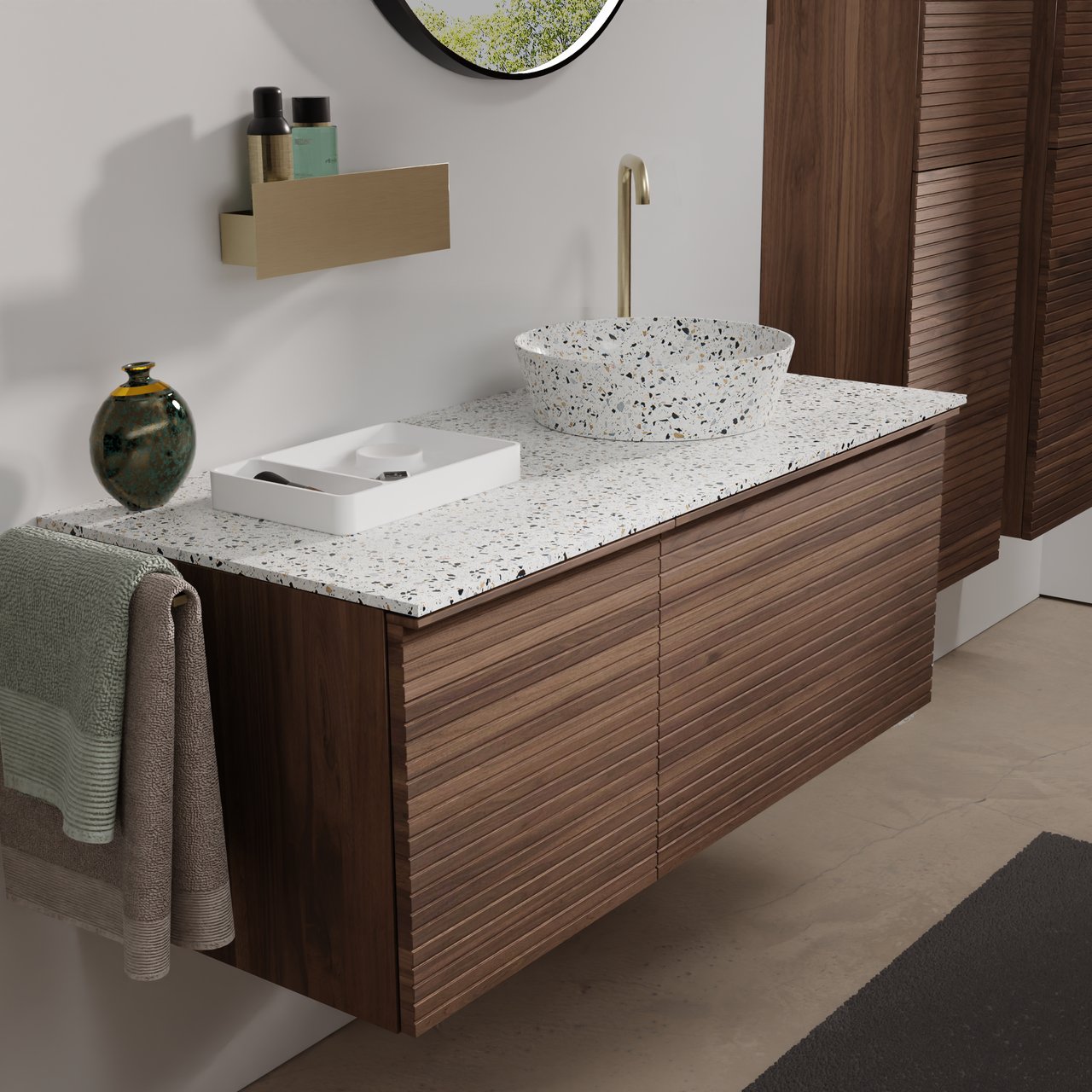 Balmani Still vasque à poser blanc/noir terrazzo mat rond Ø 38 cm