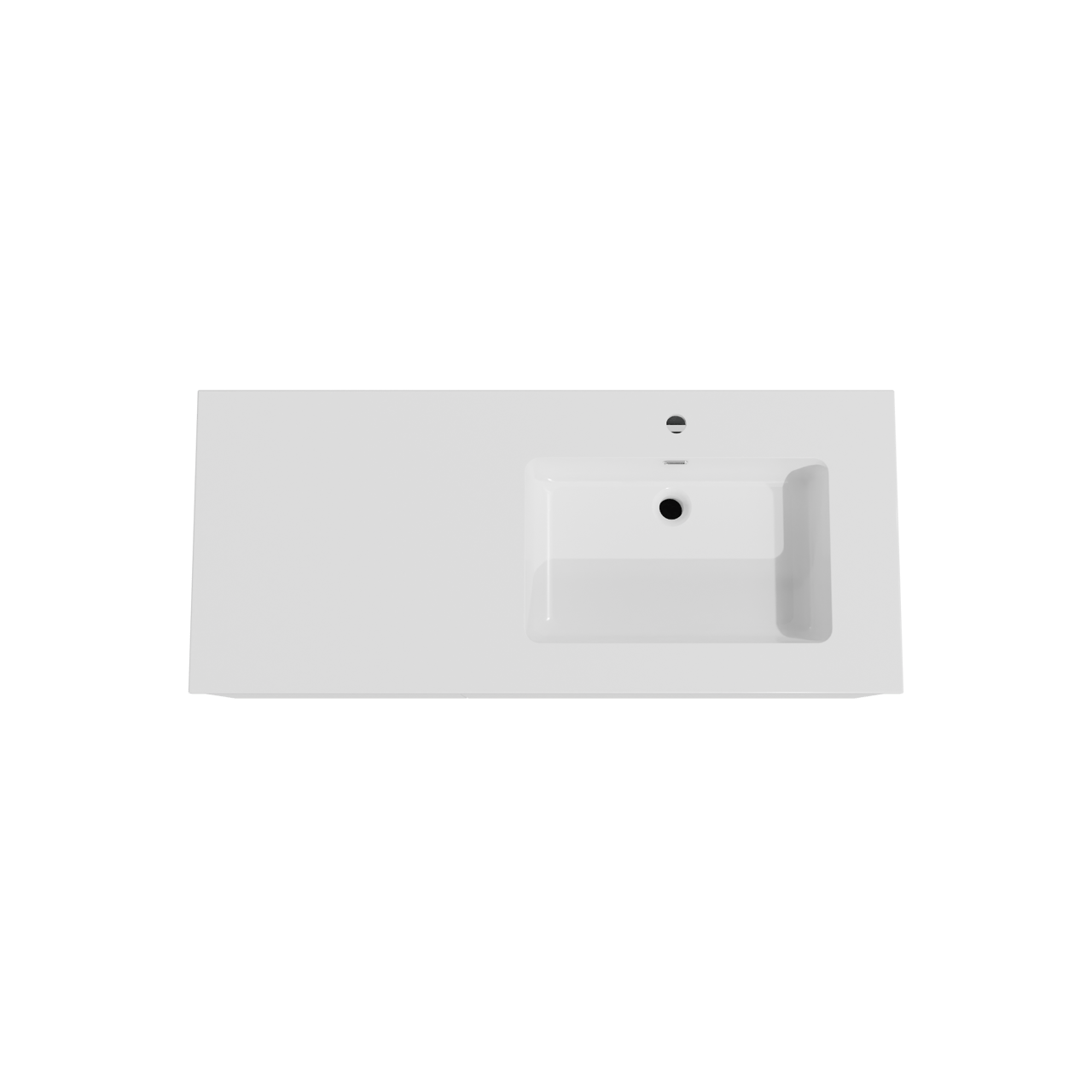 Storke Edge meuble salle de bains suspendu 120 x 52 cm blanc mat avec Diva plan vasque asymétrique à droite en marbre composite blanc brillant