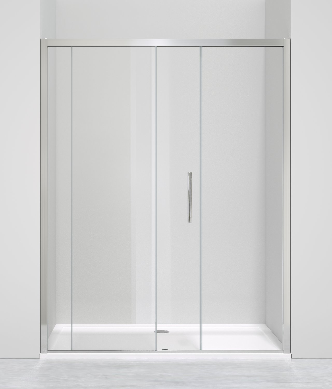 Luca Varess Senses porte coulissante 160 x 200 cm verre transparent profil chrome brillant