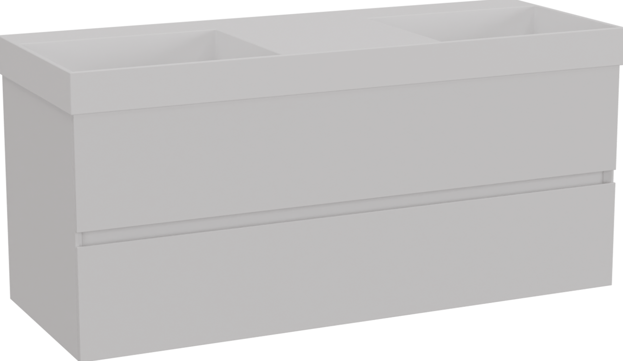 Storke Edge meuble salle de bains suspendu 120 x 46 cm blanc mat avec Jura double vasque en solid surface blanc mat