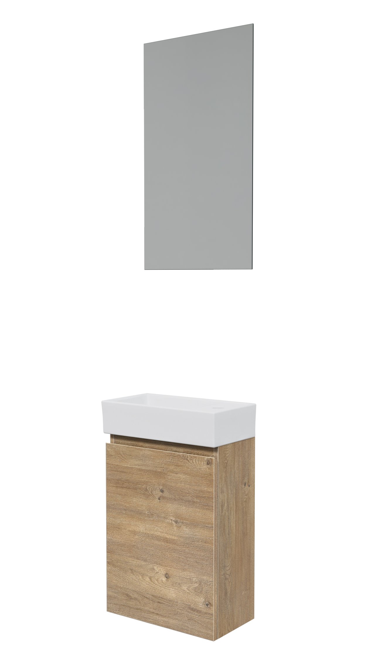 Linie Lado toiletmeubelset natuur eik met wastafel keramiek 40x22cm