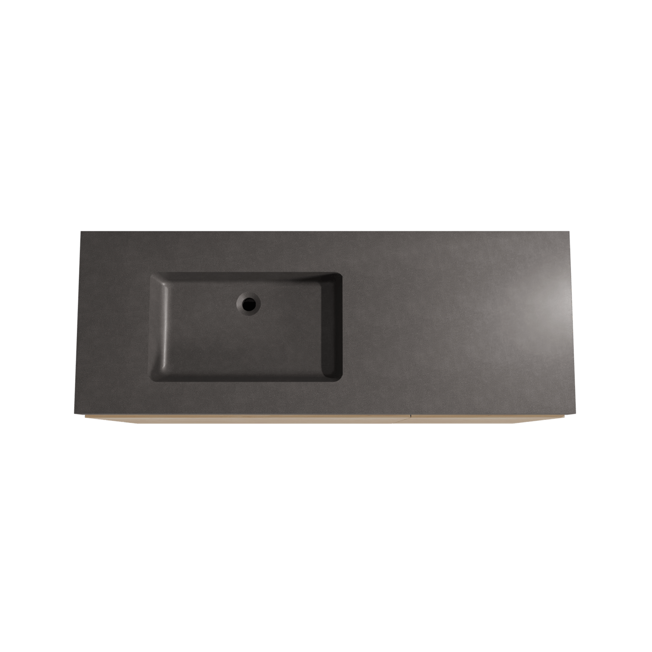 Storke Edge meuble salle de bains à poser 140 x 52 cm chêne brut avec Scuro High plan vasque asymétrique à gauche en quartz noir mat