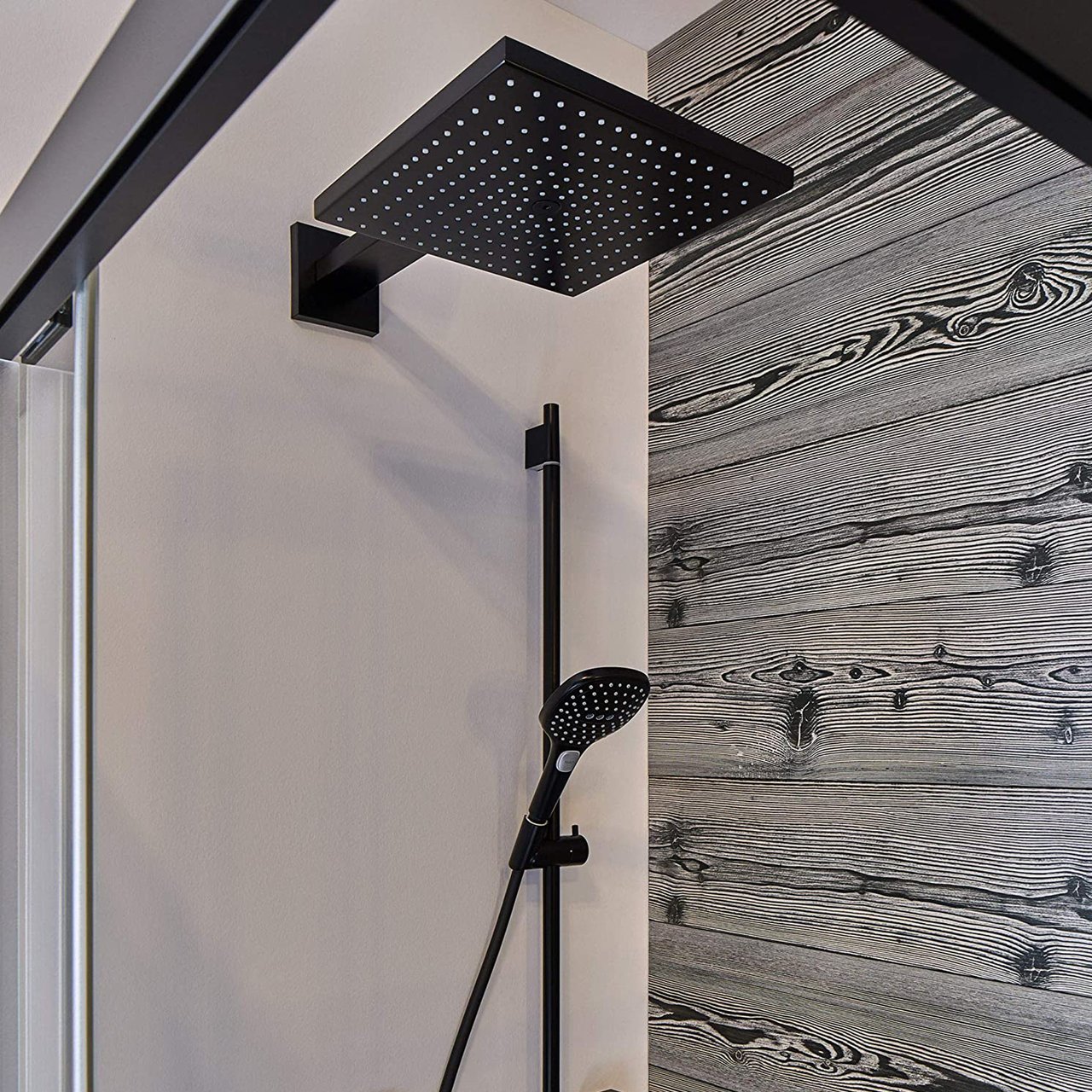 Hansgrohe Raindance E 300 tête de douche carrée avec support mural 30 x 30 cm noir mat