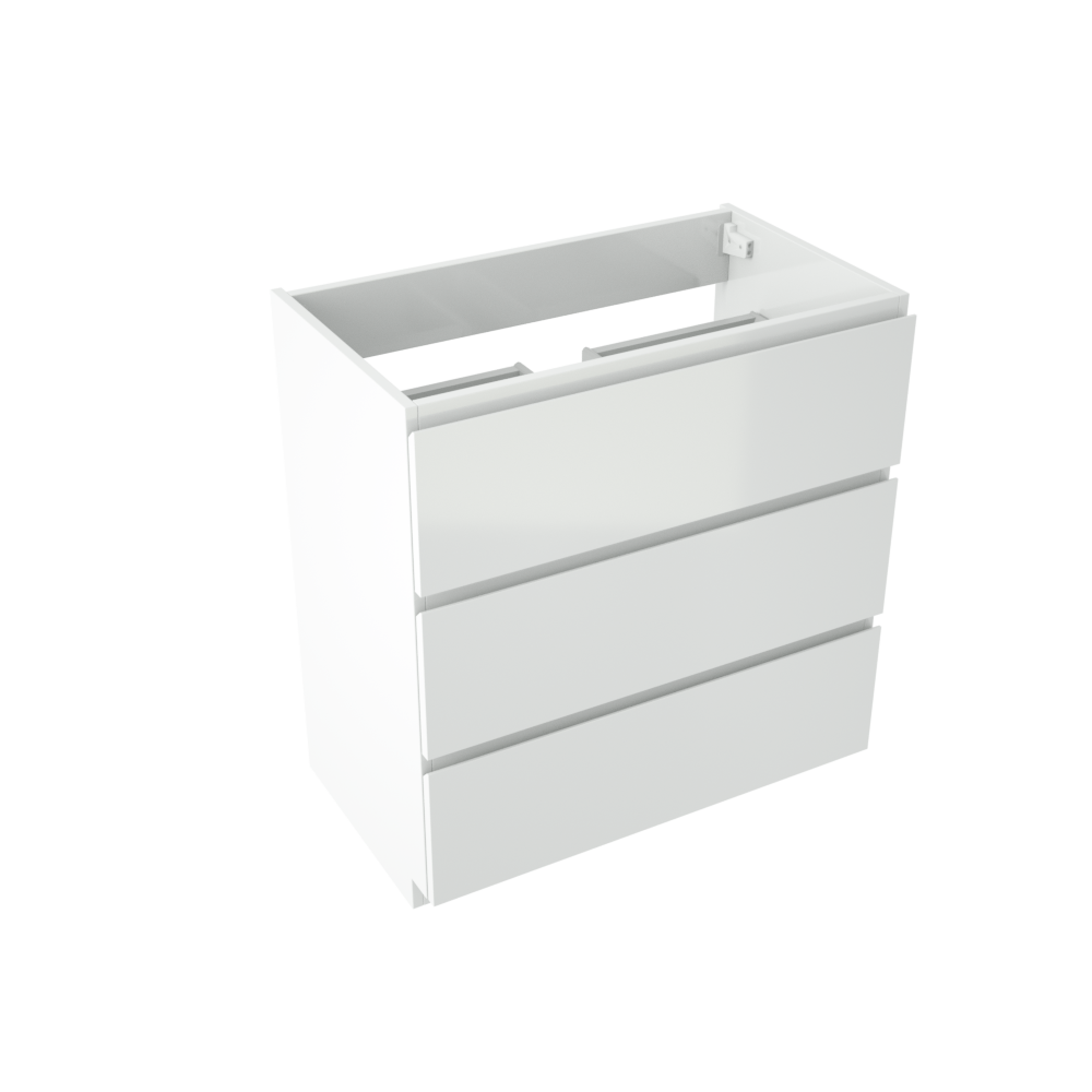 Storke Delta meuble sous-lavabo a poser 80 x 48 cm blanc brillant 3 tiroirs