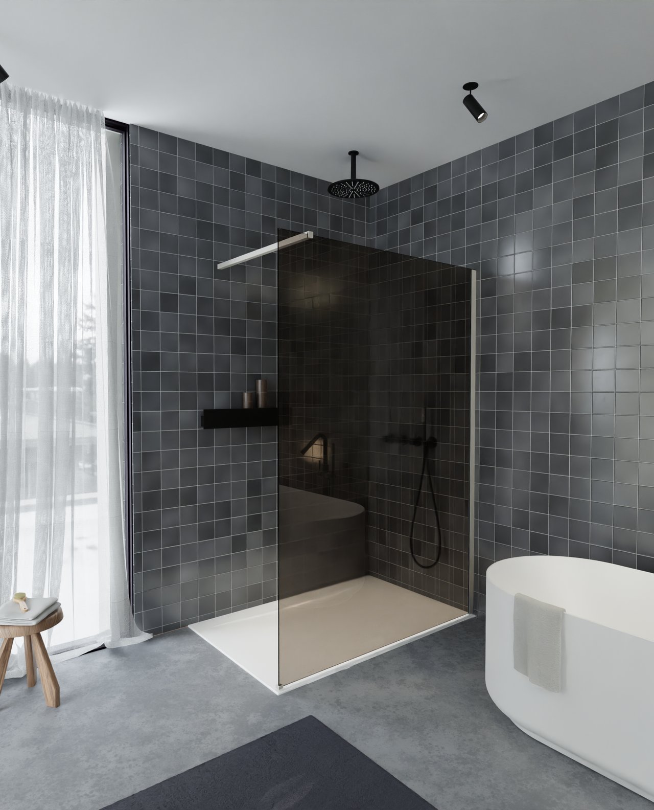 Balmani Modular Duschwand Glas: 136 x 200 cm, Bronze Glas