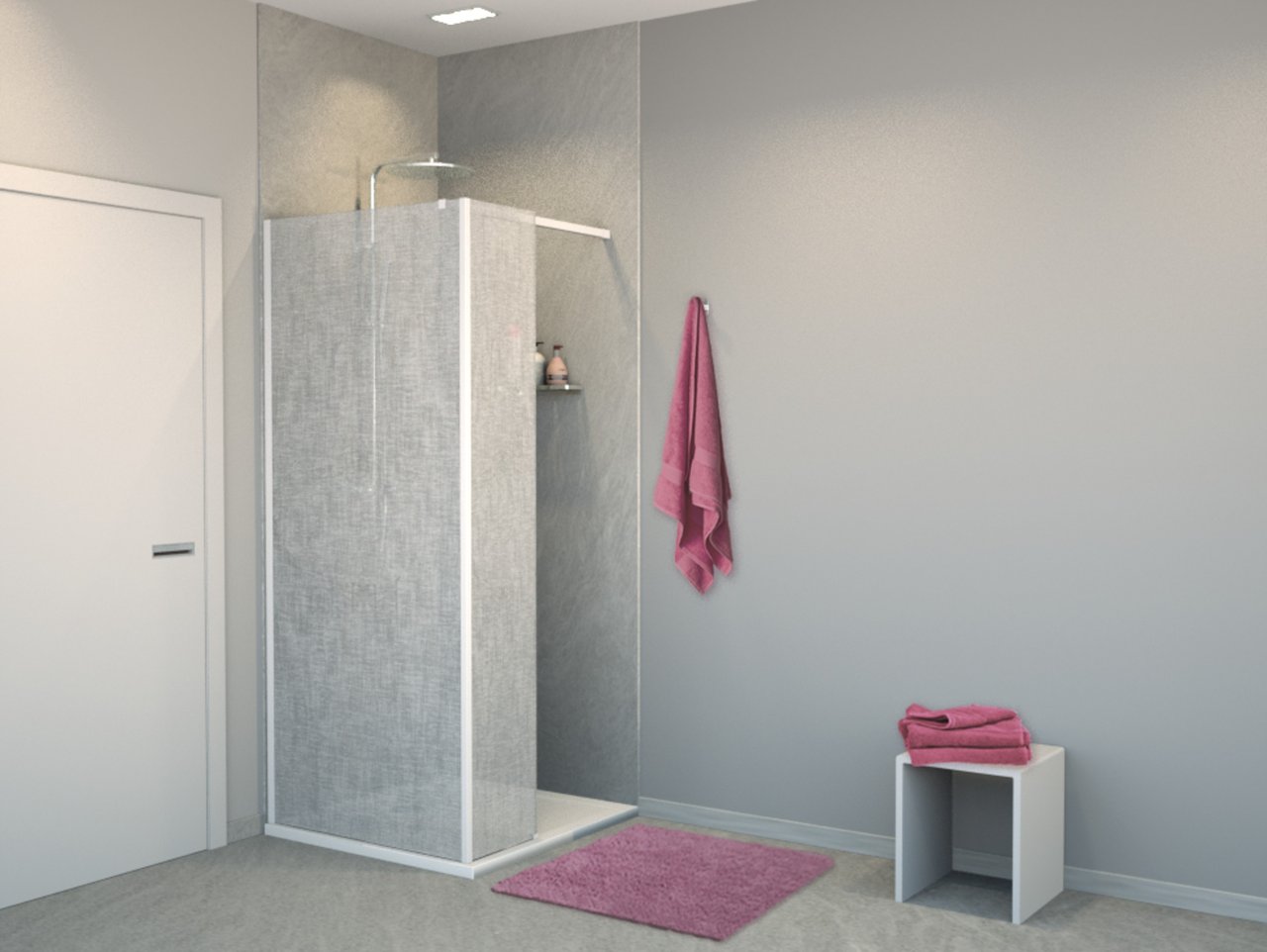 Balmani BMSS Walk-In-Dusche mit fester Seitenwand 100 x 200 cm, Leinen weiß Glas , Profil weiß matt