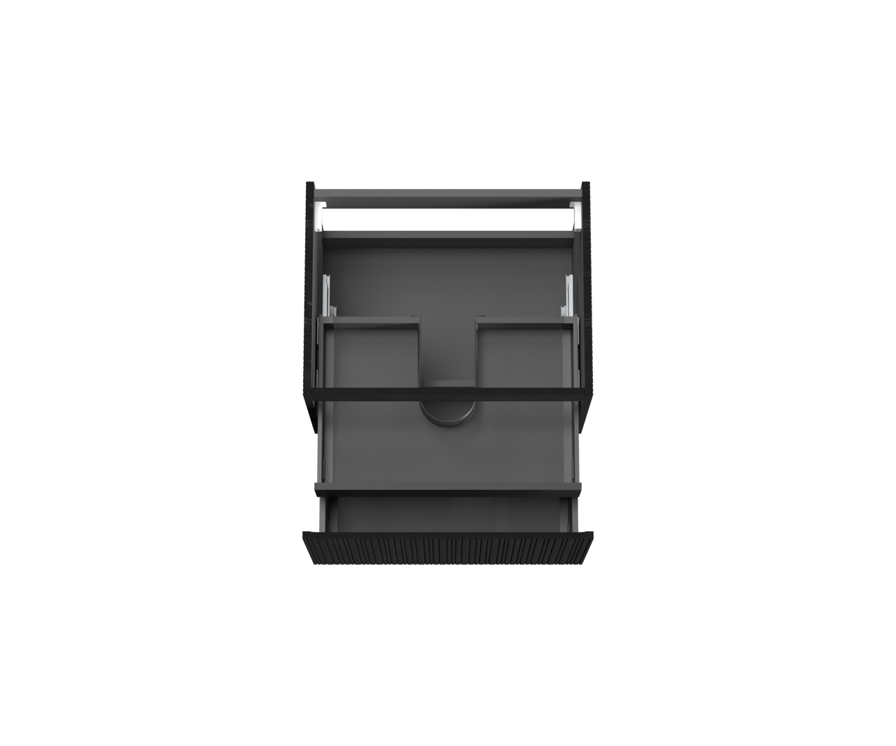 Storke Ribs hängender Waschbeckenunterschrank: 65 x 52 cm, Eiche Schwarz, 2 Schubladen