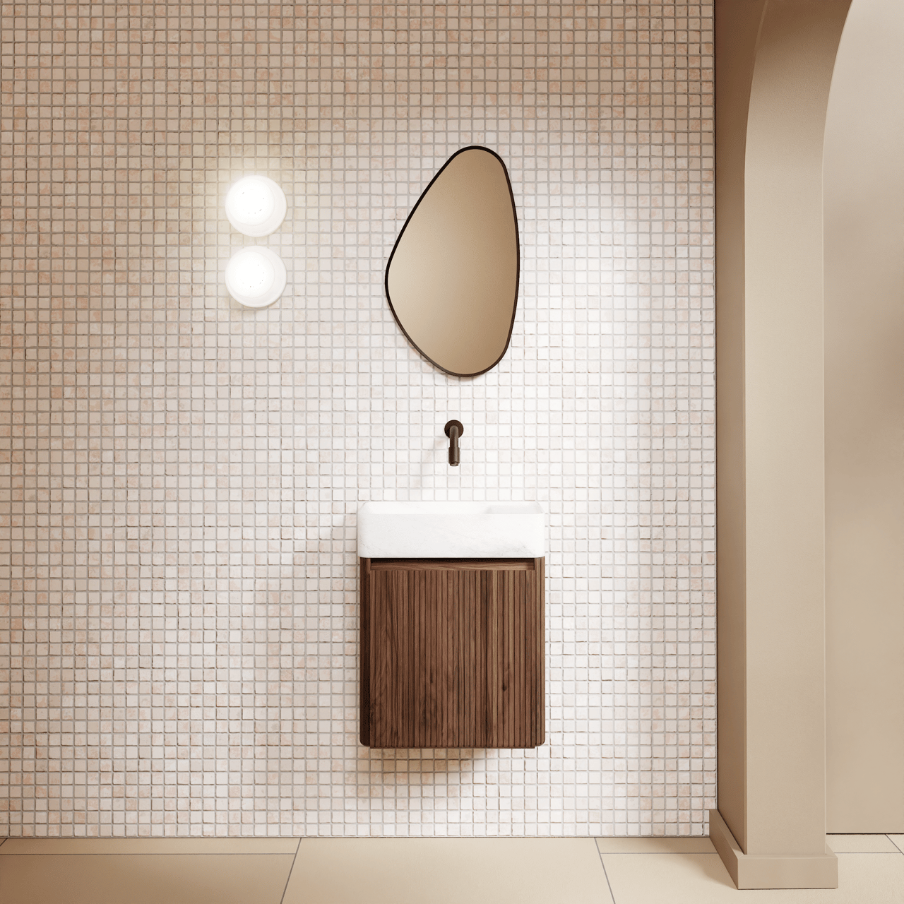 Balmani Auro Gäste-WC Spiegel: organisch, Schwarz, 35 x 60 cm