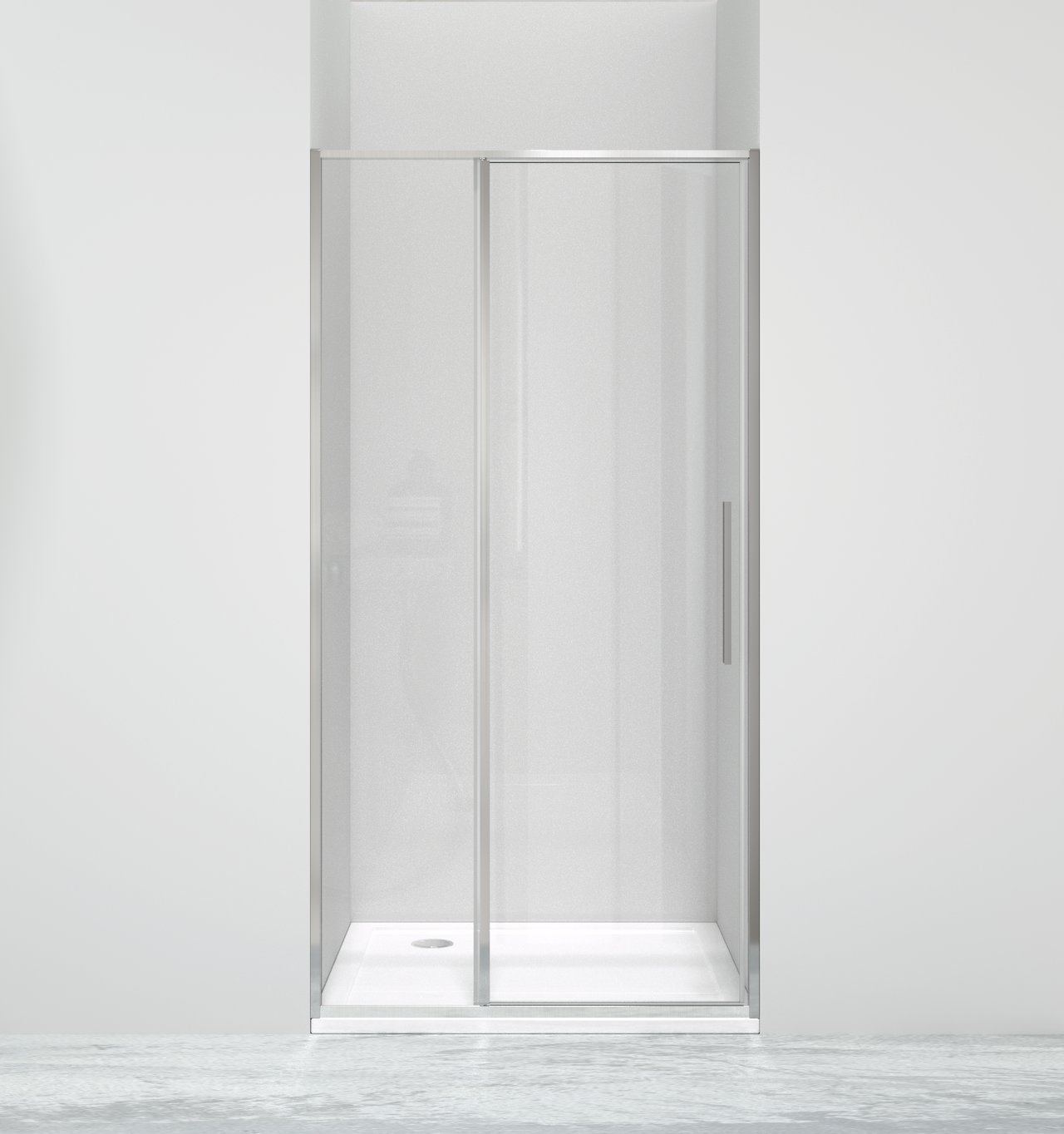 Luca Varess Morano porte pivotante 100 x 190 cm verre transparent profil chrome brillant