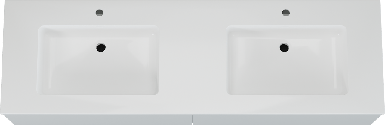 Storke Edge meuble salle de bains suspendu 170 x 52 cm blanc brillant avec Bilia double vasque en marbre composite blanc brillant
