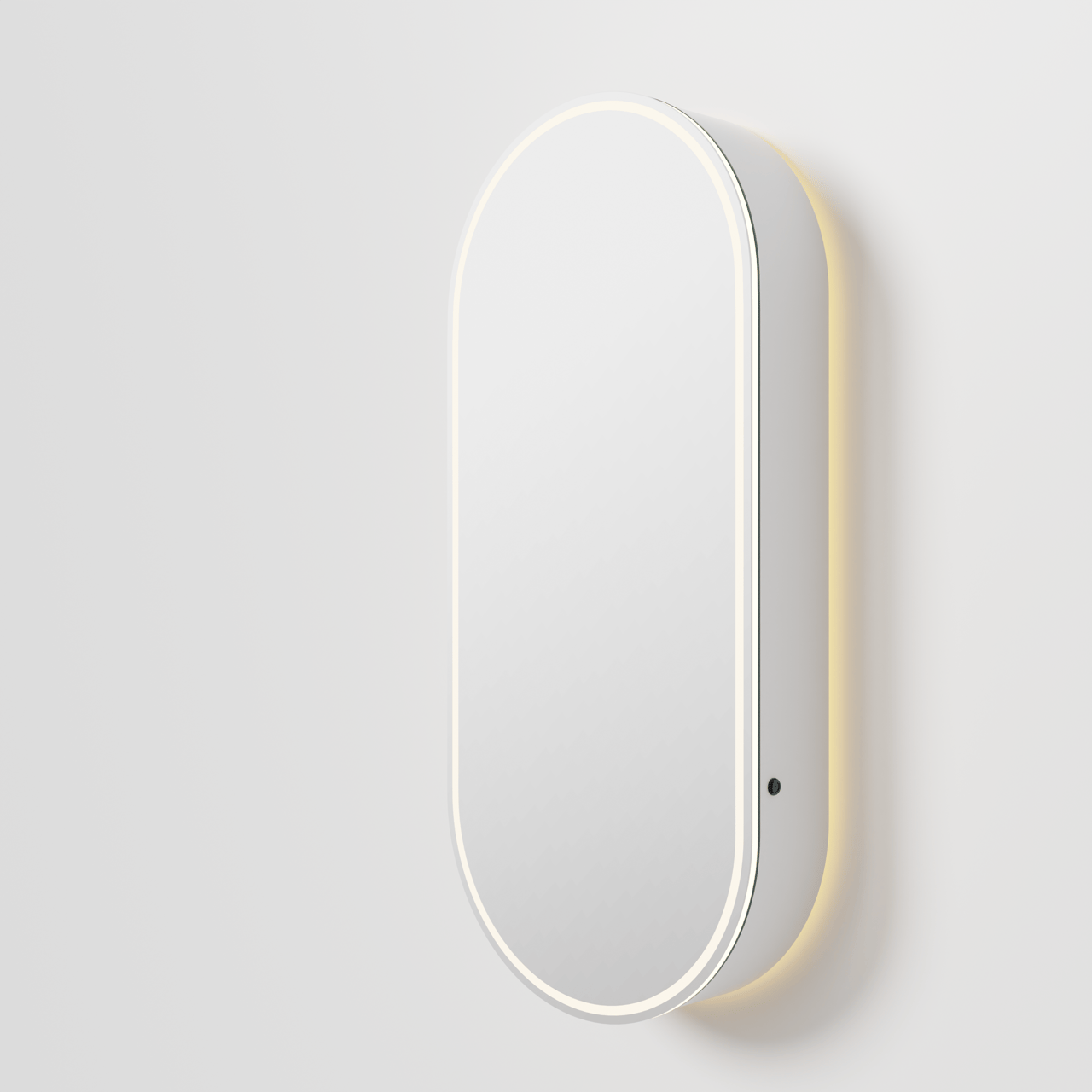 Balmani Mara Spiegelschrank Oval 45 x 100 cm Weiβ matt, mit Spiegelbeleuchtung und Anti-Beschlag Spiegelheizung