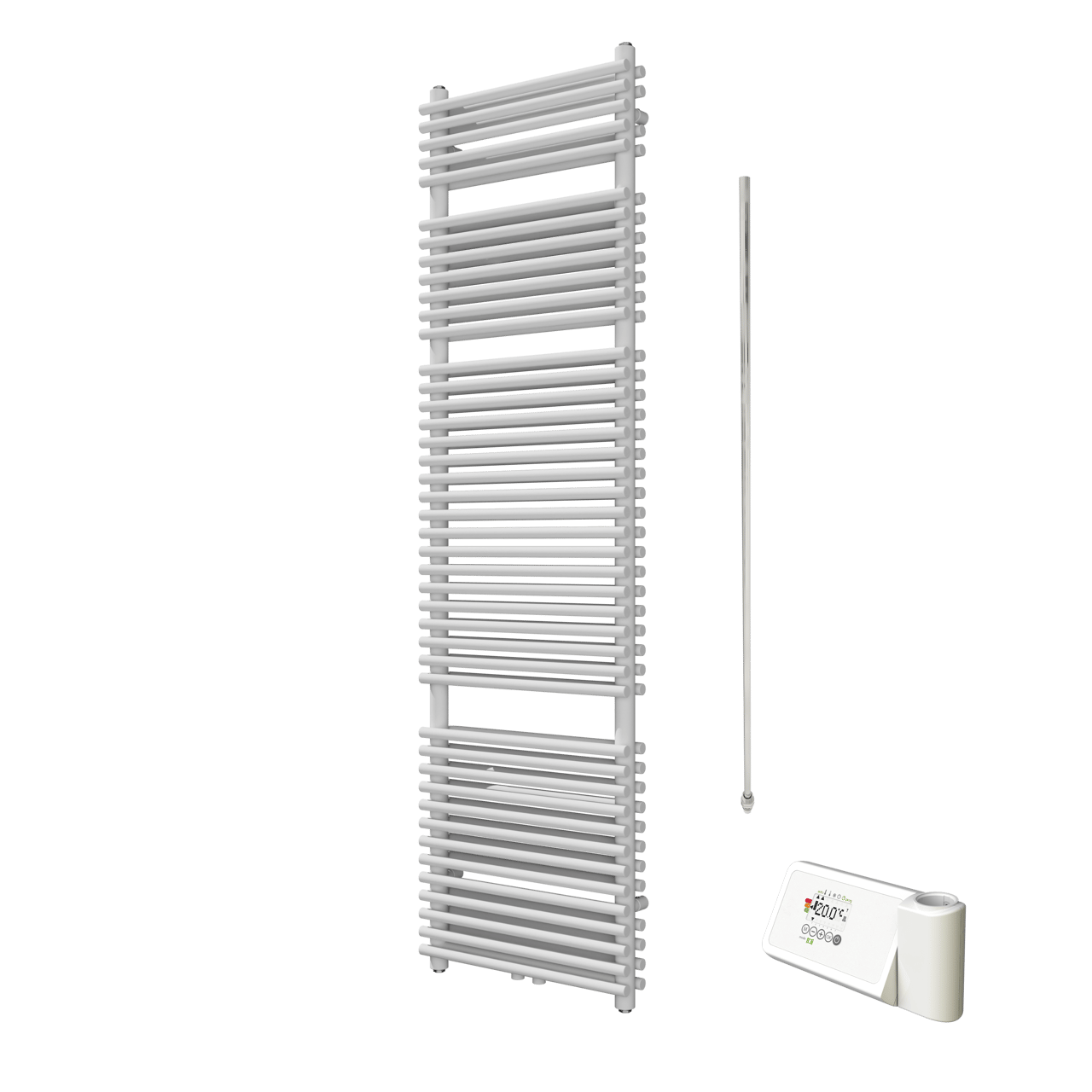 Vipera Alegria dubbele handdoekradiator 50 x 180 cm elektrische verwarming mat wit zij- en middenaansluiting 1.250W, weerstand inbegrepen