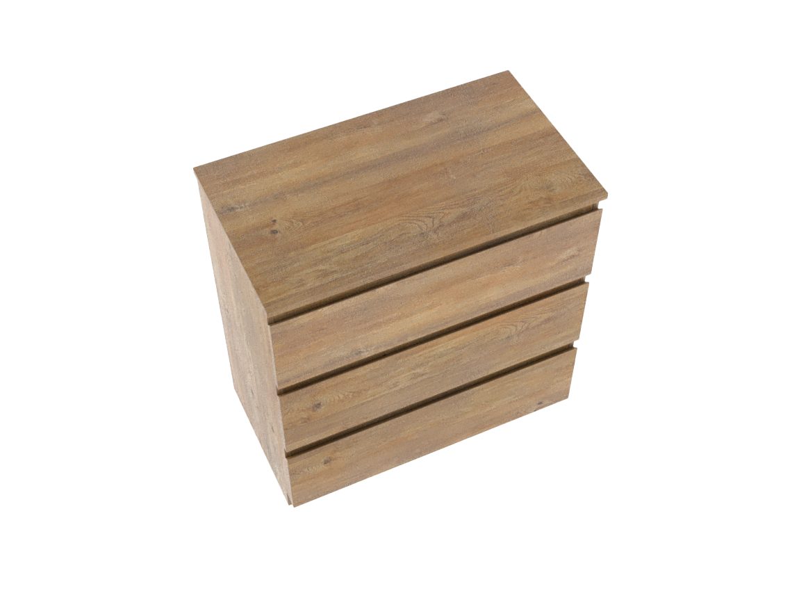 Linie Lado staand badmeubel 80 x 46 cm naturel eiken met Lado enkel wastafelblad in melamine naturel eiken