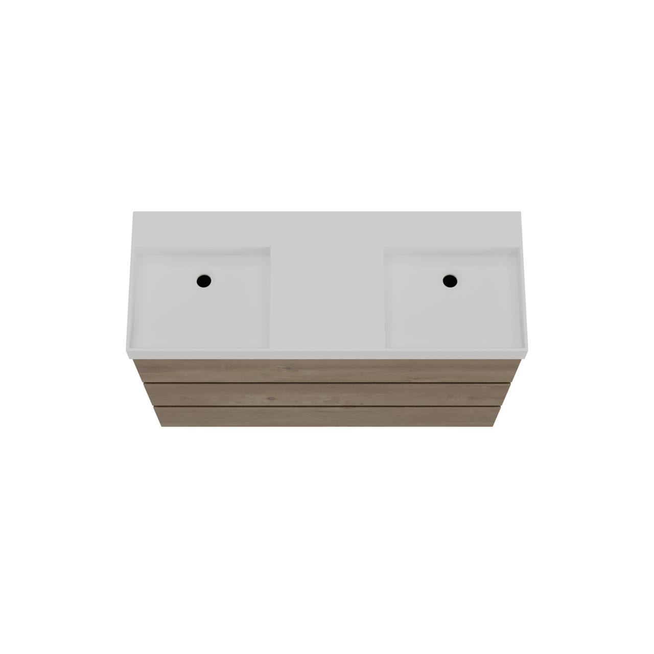 Storke Edge freistehendes Möbelstück Set: 120 x 46 cm, Rohe Eiche, mit Jura Doppelwaschtisch, Solid Surface Weiß matt