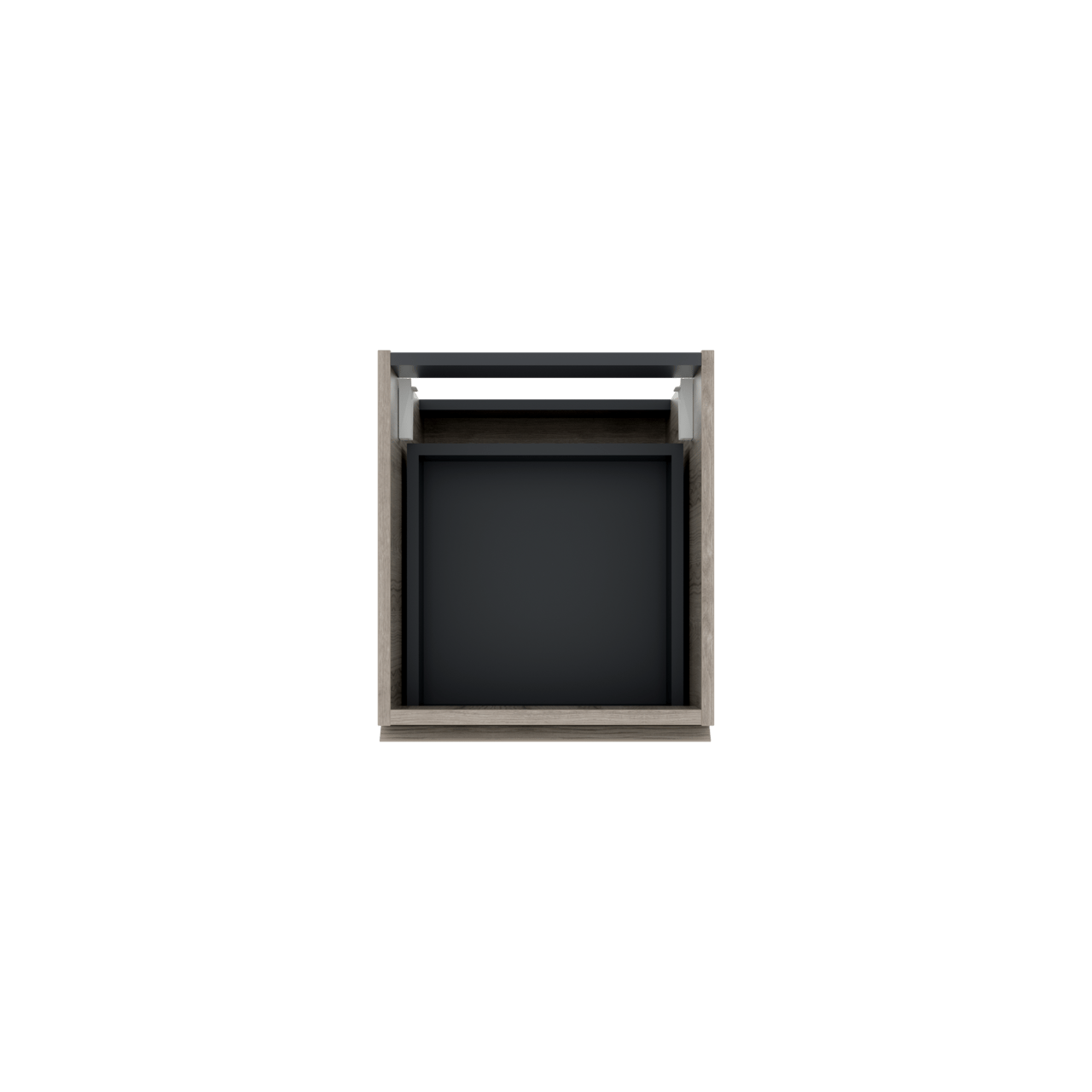 Linie Lado hängender Waschbeckenunterschrank: 40 x 46 cm, graue Eiche, 2 Schubladen