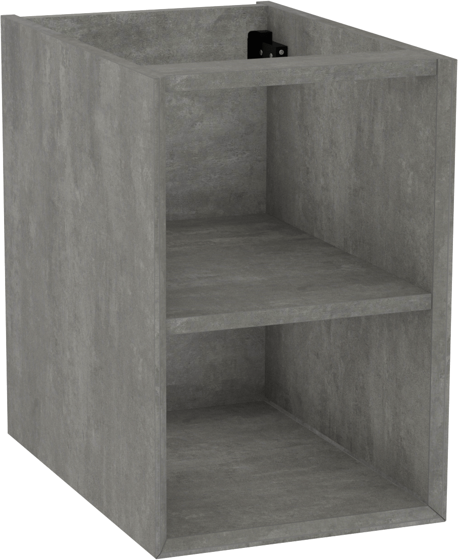 Storke Edge hängender Waschbeckenunterschrank: 35 x 52 cm, Beton dunkelgrau, mit 2 offenen Nischen