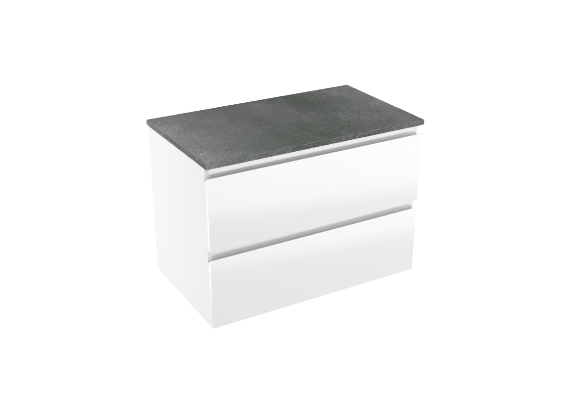 Linie Lado meuble salle de bains suspendu 80 x 46 cm blanc brillant avec Lado tablette simple en mélaminé ardoise gris