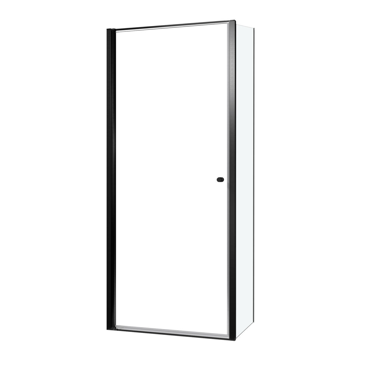 Luca Varess Kuresa Eckdusche: Drehtür, fixierte Seitenwand, 90 x 80 x 200 cm, Klarglas, Profil Schwarz matt