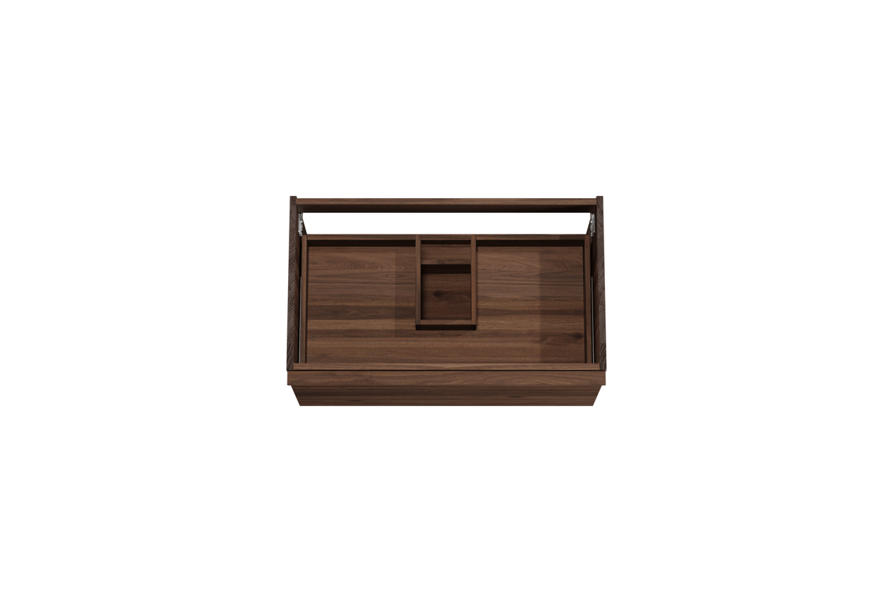 Balmani Forma hängender Waschbeckenunterschrank: horizontale Rippen, 90 x 55 cm, Amerikanischer Nussbaum, 2 Schubladen