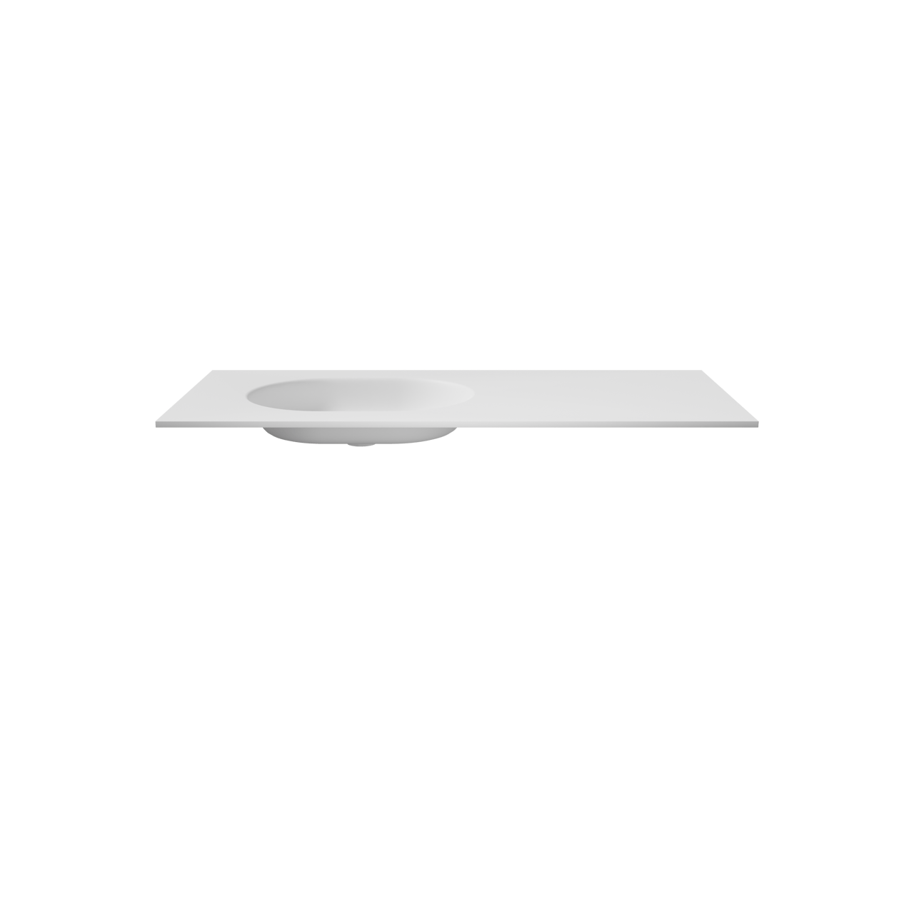 Balmani Tablo Oval Waschtisch Links Matt Weiße Solid Surface 120 x 55 cm