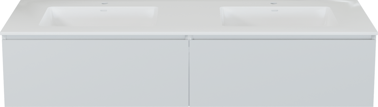 Storke Edge meuble salle de bains suspendu 170 x 52 cm blanc brillant avec Bilia double vasque en marbre composite blanc brillant