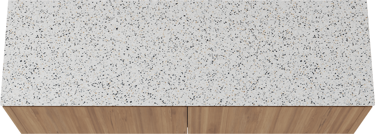 Balmani Eclips meuble salle de bains suspendu 180 x 55 cm Teck avec Stretto tablette simple ou double en Bianco Nero Terrazzo