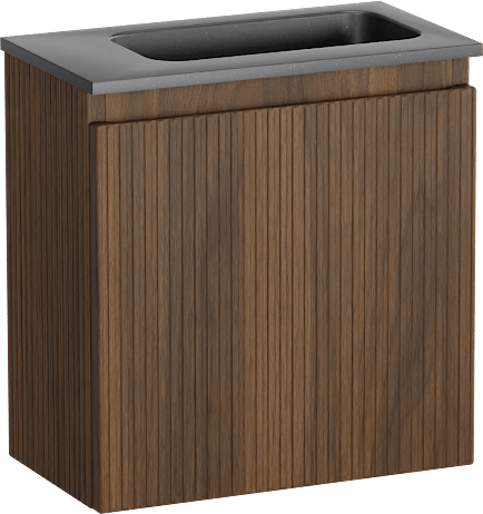 Storke Ribs meuble wc suspendu 40 x 22 cm noyer avec Fina plan vasque en quartz mat