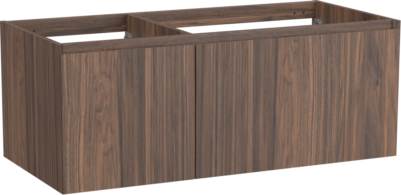 Balmani Idra by Mitra hängender Waschbeckenunterschrank: 120 x 55 cm, asymmetrisch rechts, Nussbaum, Furnierholz, 4 Schubladen