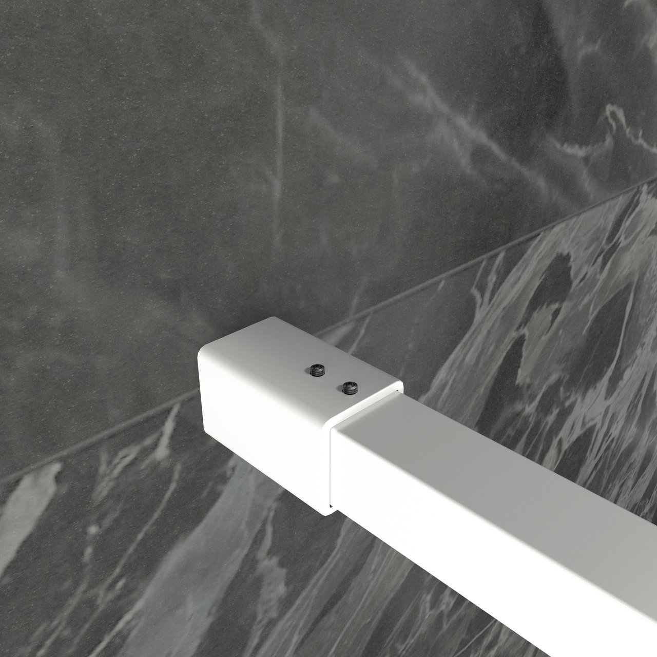 Balmani Modular douche à l'italienne 120 x 200 cm verre transparent avec bande matte profil blanc mat
