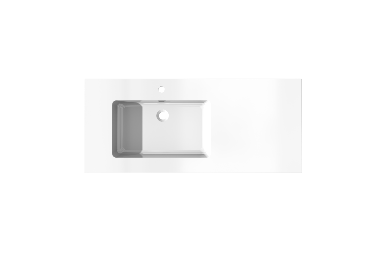 Storke Diva asymmetrisch linkse wastafel glanzend composiet marmer 120 x 52 cm combinatie kast 35 cm